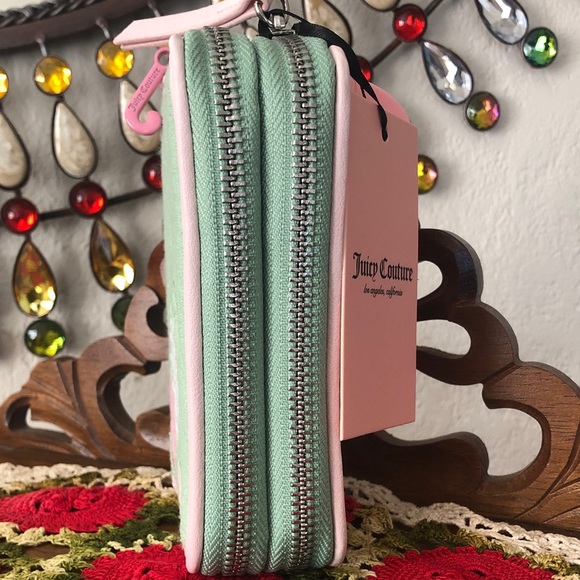 NWT Juicy Couture Retro Green Juicy Girl Rule Zip Around Wallet - Picture 4 of 11